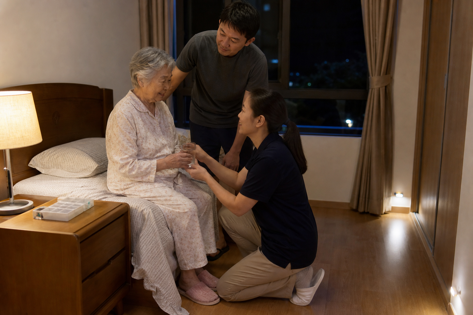 長輩日夜顛倒怎麼照護？睡眠紀錄、夜間安全與家屬輪班